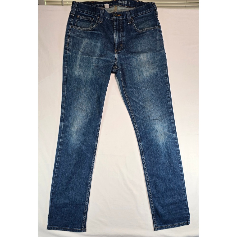 Carhartt Mens Straight Fit Jeans Medium Wash Blue Denim‎ 102807 491 32x34